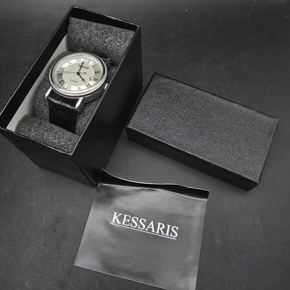 Men's Kessaris Automatic Watch Black Band New In Box - Picture 1 of 10